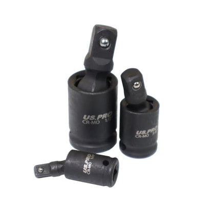 3PC IMPACT UNIVERSAL JOINT SET 1/4", 3/8" & 1/2" DRIVES US PRO