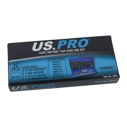 32PC METRIC TAP AND DIE SET M3-M12 US PRO