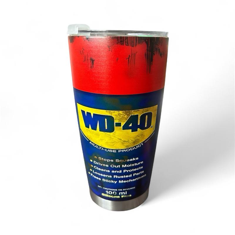 WD-40 20 Oz Insulated Mug with Leak Proof Lid Insulated Glass/Double Wall Perfect for Hot/Cold Drinks in All Seasons