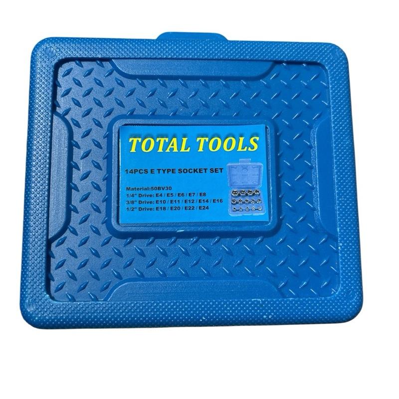 14pcs E Type Socket Set E Torx 1/4 1/2 and 3/8 in plastic case