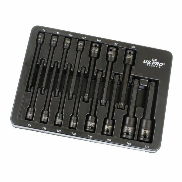 15PC EXTRA LONG IMPACT STAR TORX BIT SOCKET SET