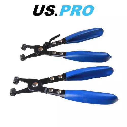 US PRO 2PC Hose Clamp Pliers Set V & Cross Slot Jaws Clip Oil Pipe